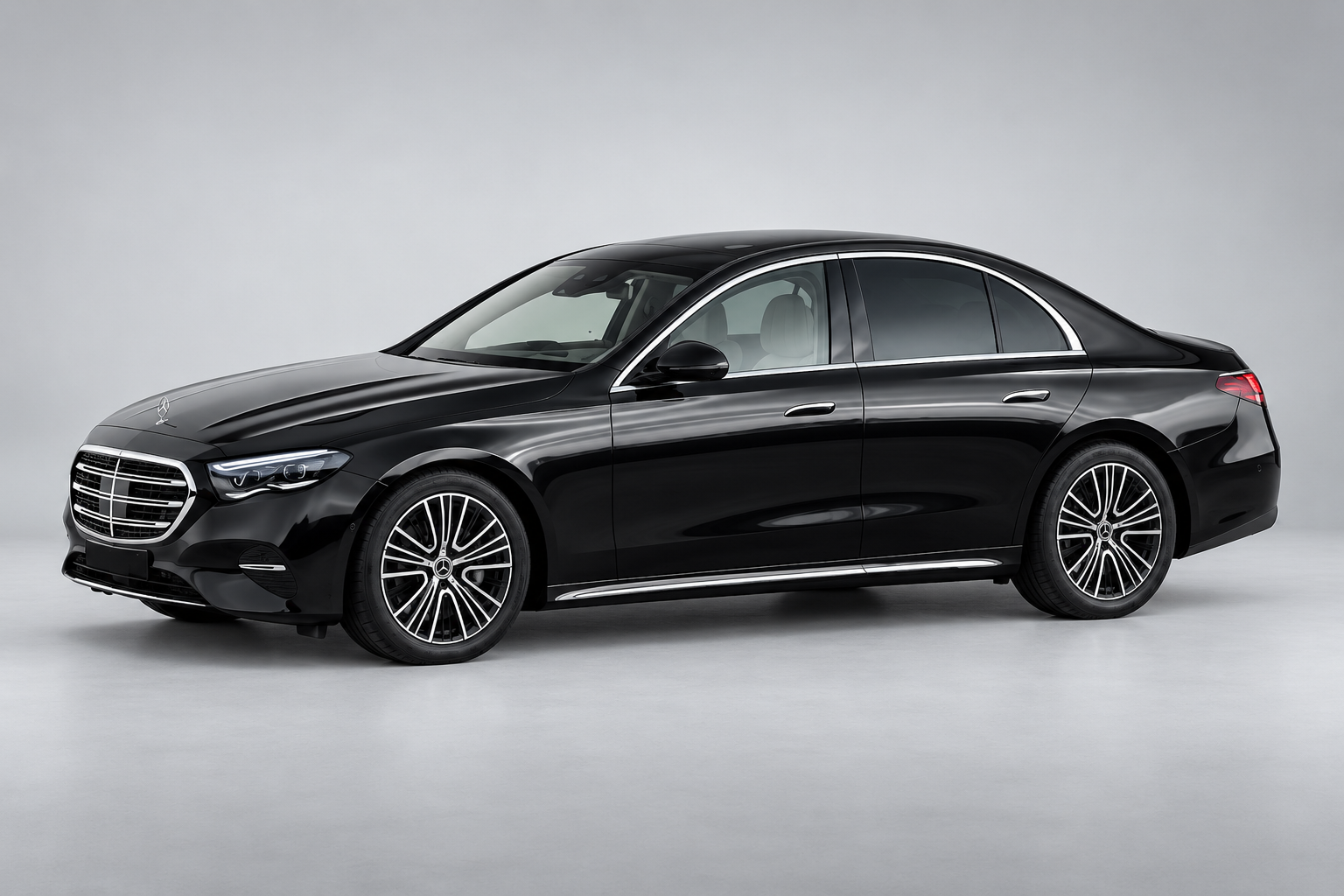 MERCEDES-BENZ E-CLASS in black, illustrative exterior image