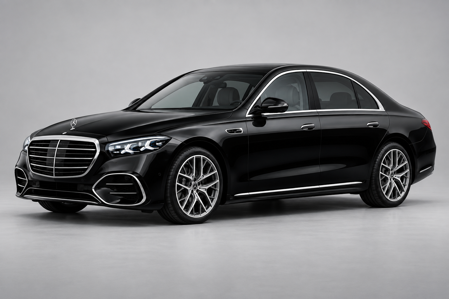 MERCEDES-BENZ S-CLASS in black, illustrative exterior image